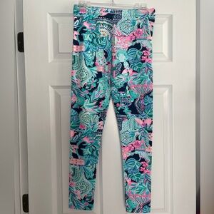 Lilly Pulitzer Medium Teal Blue & Pink Maia Leggings